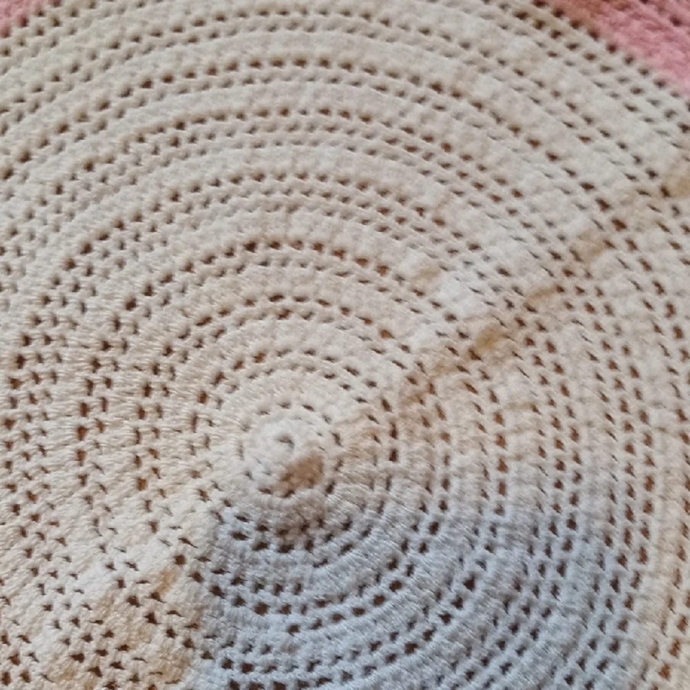Vintage Handcrafted Pink and White Crochet Kitchen Doily